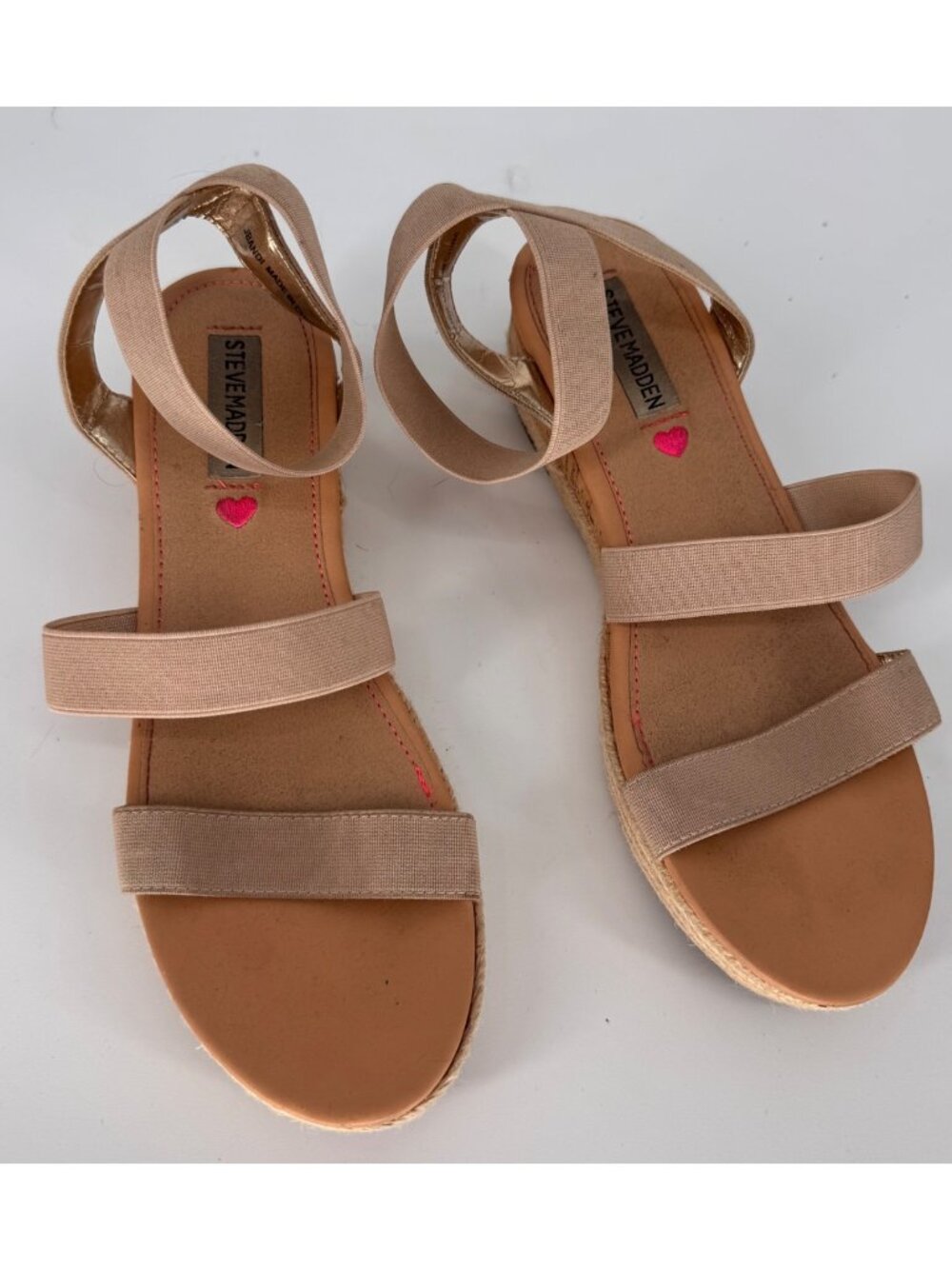 Steve Madden Womens Beige JBandi Strap Wedge Cork & Jute Platform Sandals Sz 9